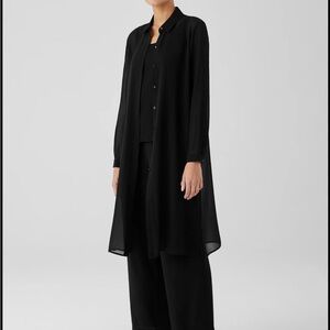 Vintage Donna Ricco Black Longline Sheer Cardigan Blazer Elegant Layering Top M